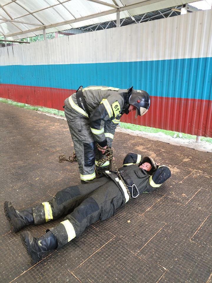 Вчера работники #Мособлпожспас сдали экзамены на присвоение и подтверждение квалификации «пожарный 1-го класса»